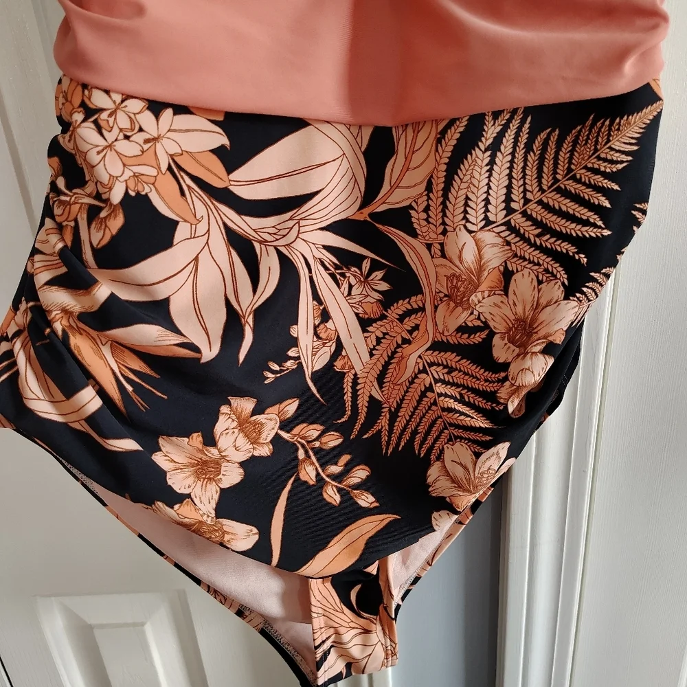 Cupshe Live Life On The Beach. Pink and Black Floral Swimsuit XL - Picture 8 of 12